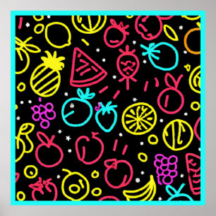 Neon Fruit Extravaganza Poster
