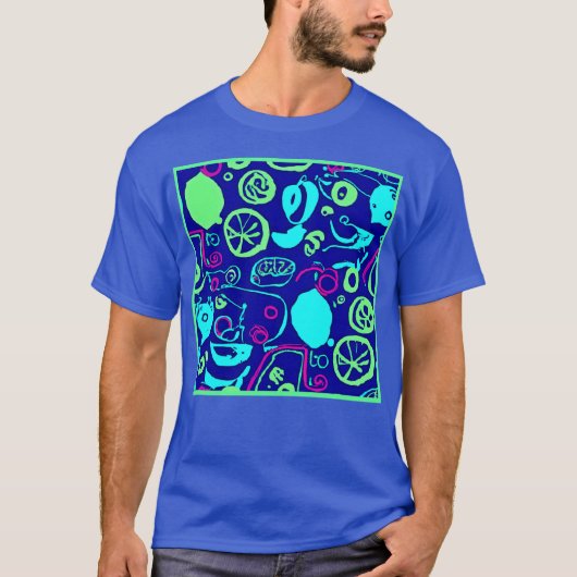 Neon Fruits Muster Art T-Shirt (Vorderseite)