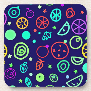 Neon Fruits Muster Farben Getränkeuntersetzer