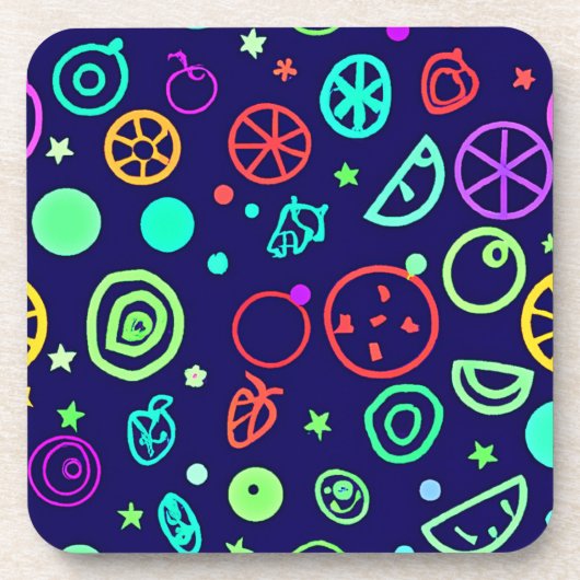 Neon Fruits Muster Farben Getränkeuntersetzer (Vorderseite)