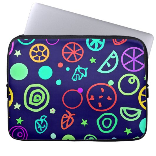 Neon Fruits Muster Farben Laptopschutzhülle (Vorderseite)