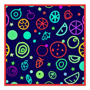 Neon Fruits Muster Farben Poster
