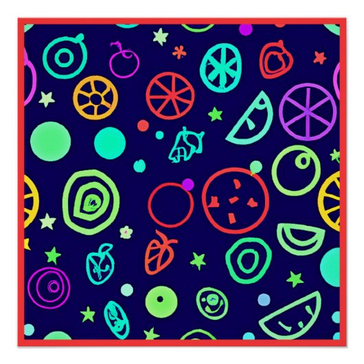 Neon Fruits Muster Farben Poster (Vorderseite)