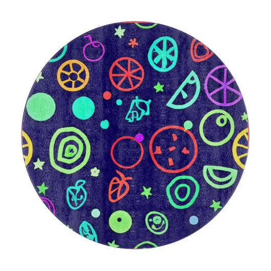 Neon Fruits Muster Farben Schneidebrett (Vorderseite)