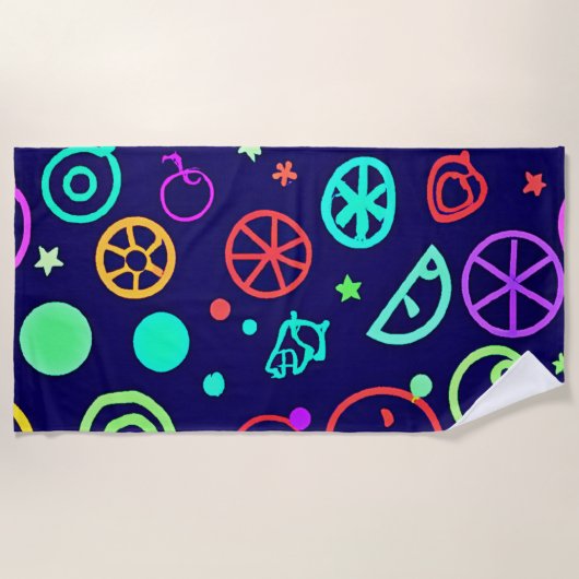 Neon Fruits Muster Farben Strandtuch (Vorderseite)