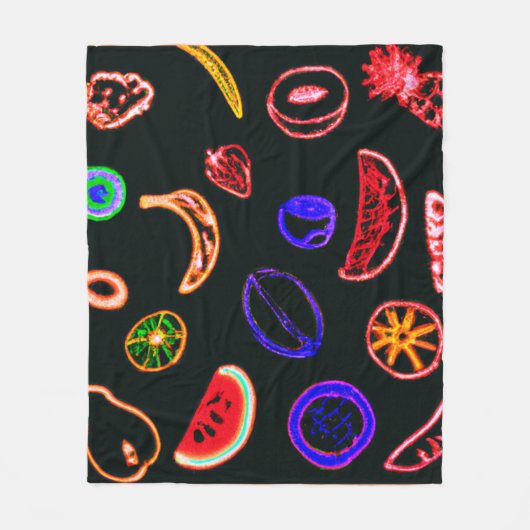 Neon Fruits Patterns Artwork design Fleecedecke (Vorderseite)
