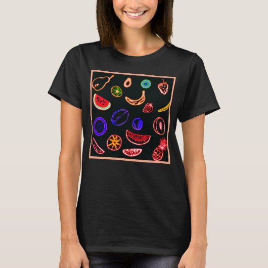 Neon Fruits Patterns Artwork design T-Shirt (Vorderseite)