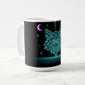 Neon-Fuchs-Synthwave - Retro-Elektrischer Jäger Kaffeetasse (Vorderseite Links)
