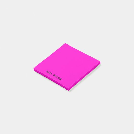 Neon Fuchsia Berufliches Minimalistisches Schwarze Post-it Klebezettel (angewinkelt)