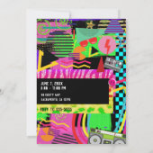 Neon Fun Bright Bold Party von Funky 80 Einladung (Rückseite)