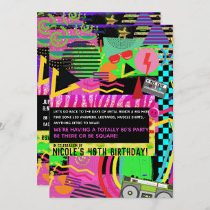 Neon Fun Bright Bold Party von Funky 80 Einladung