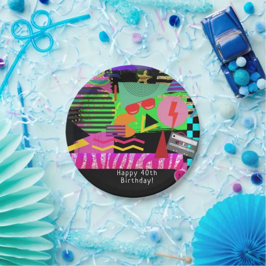 Neon Fun Bright Bold Party von Funky 80 Pappteller (Party)