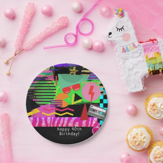 Neon Fun Bright Bold Party von Funky 80 Pappteller (Party)