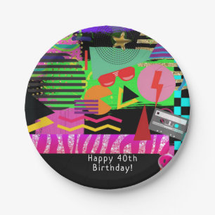 Neon Fun Bright Bold Party von Funky 80 Pappteller