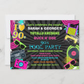 Neon Fun Couples Totally Phantastisches 90er Pool  Einladung (Vorderseite)