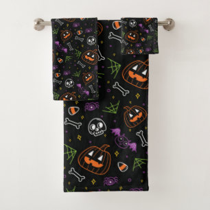 Neon Fun Halloween-Muster Badhandtuch Set