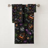 Neon Fun Halloween Pattern Badhandtuch Set (Insitu)