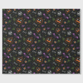 Neon Fun Halloween Pattern Geschenkpapier (Flach)
