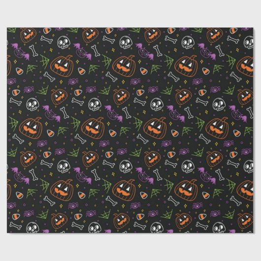 Neon Fun Halloween Pattern Geschenkpapier (Flach)