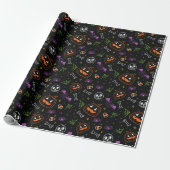Neon Fun Halloween Pattern Geschenkpapier (Ungerollt)