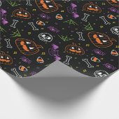 Neon Fun Halloween Pattern Geschenkpapier (Ecke)