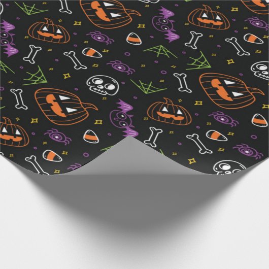Neon Fun Halloween Pattern Geschenkpapier (Ecke)