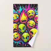 Neon Funky Emoji-Mix Badhandtuch Set (Handtuch)