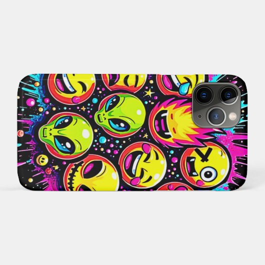 Neon Funky Emoji Mix Case-Mate iPhone Hülle (Rückseite (Horizontal))