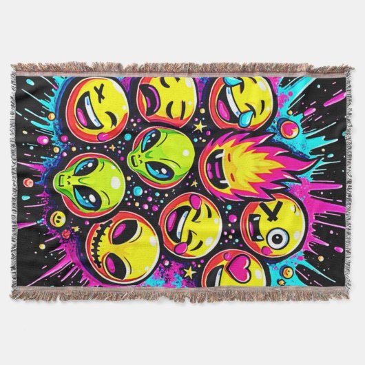 Neon Funky Emoji Mix Decke (Vorderseite)