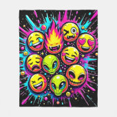 Neon Funky Emoji Mix Fleecedecke (Vorderseite)