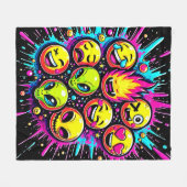 Neon Funky Emoji Mix Fleecedecke (Vorderseite (Horizontal))