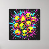 Neon Funky Emoji Mix Leinwanddruck (Vorderseite)