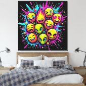 Neon Funky Emoji Mix Leinwanddruck (Insitu (Schlafzimmer))
