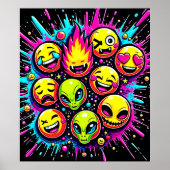 Neon Funky Emoji Mix Poster (Vorne)