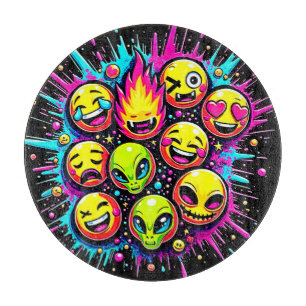 Neon-Funky-Emoji-Mix Schneidebrett