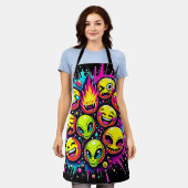 Neon Funky Emoji Mix Schürze (Getragen)