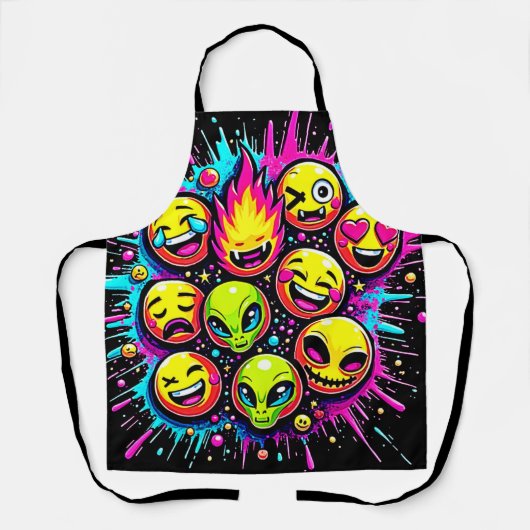 Neon Funky Emoji Mix Schürze (Vorderseite)
