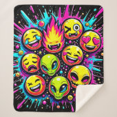 Neon Funky Emoji Mix Sherpadecke (Vorderseite)