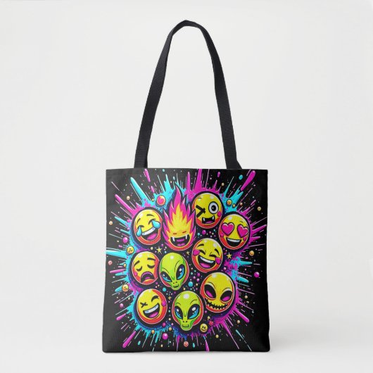 Neon Funky Emoji Mix Tasche (Vorderseite)