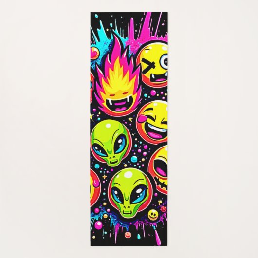 Neon Funky Emoji Mix Yogamatte (Rückseite)
