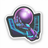 Neon Future - Cyberpunk-Roboterarm Aufkleber (Vorderseite)