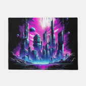 Neon Futuristic CyberScape Skyline Fußmatte (Vorderseite)