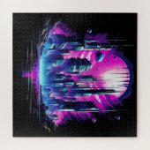 Neon Futuristic CyberScape Skyline Puzzle (Horizontal)