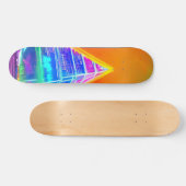 Neon Futuristic hologram Pyramid in Modern City Skateboard (Horizontal)