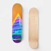Neon Futuristic hologram Pyramid in Modern City Skateboard (Vorderseite)