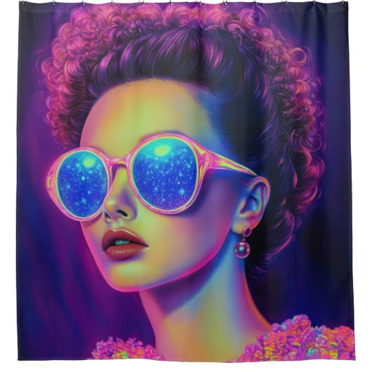 Neon Galaxy Glamour Duschvorhang (Vorderseite)