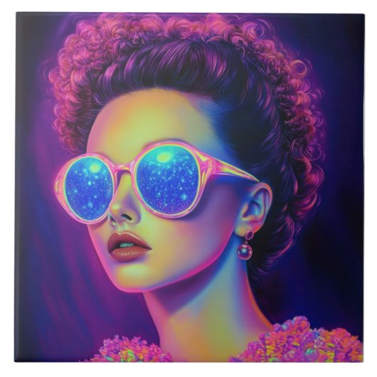 Neon Galaxy Glamour Fliese (Vorderseite)