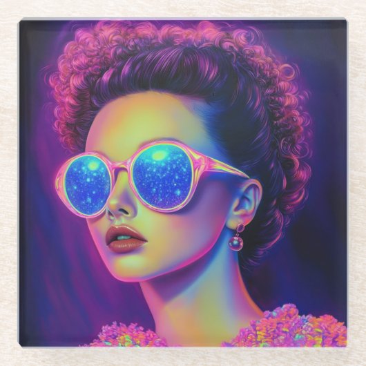 Neon Galaxy Glamour Glasuntersetzer (Vorderseite)