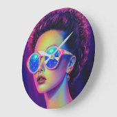 Neon Galaxy Glamour Große Wanduhr (Winkel)