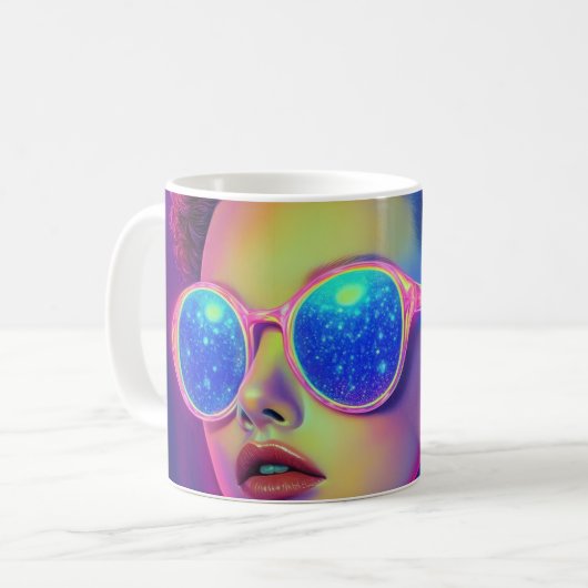 Neon Galaxy Glamour Kaffeetasse (Vorderseite Links)